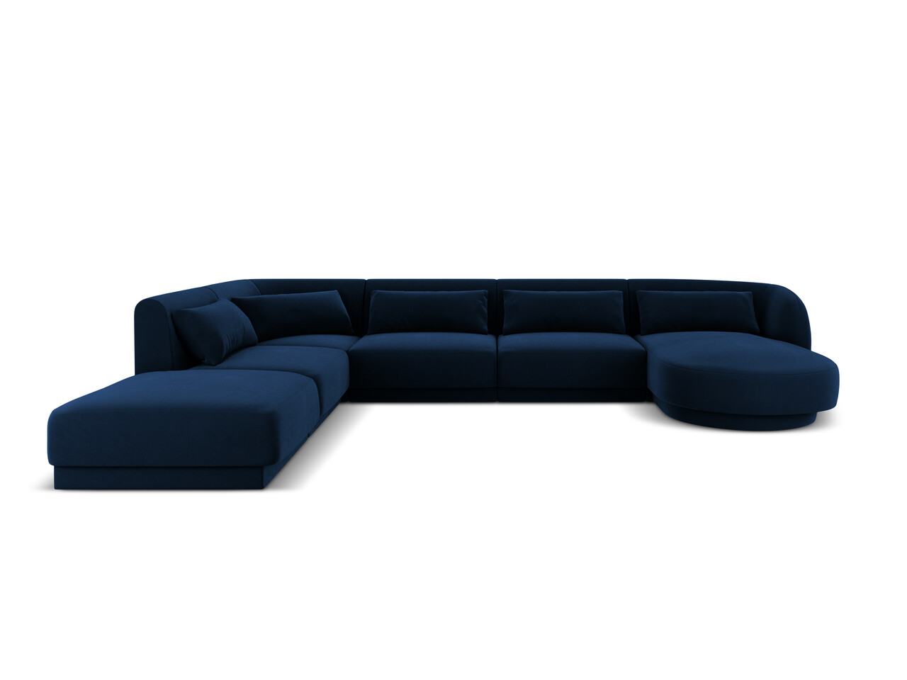 Coltar panoramic stanga 6 locuri, Tulum, Cosmopolitan Design, 330x255x70 cm, catifea, albastru regal - imagine 6